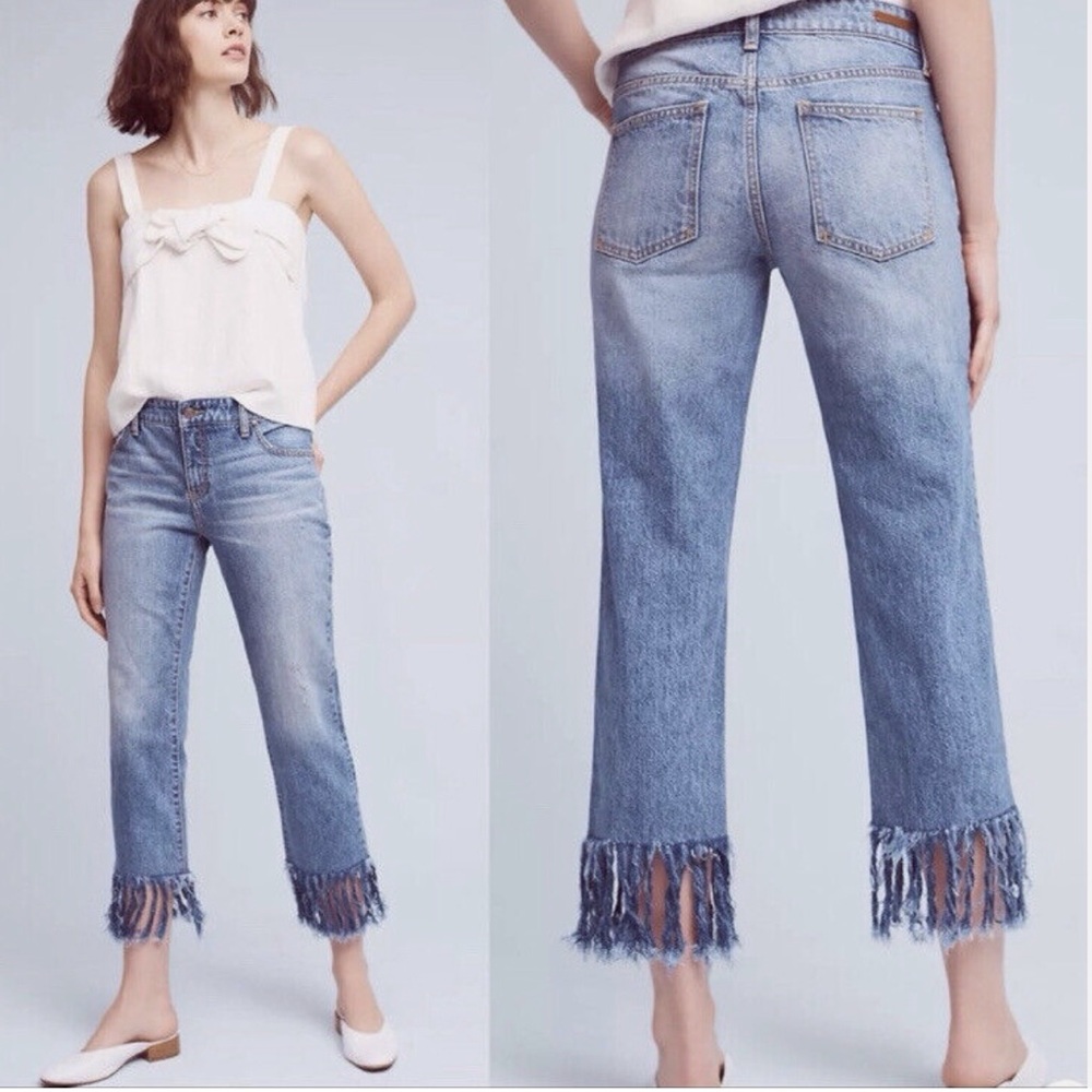 Anthropologie Pilcro Hyphen Fringe Ankle Jeans 30